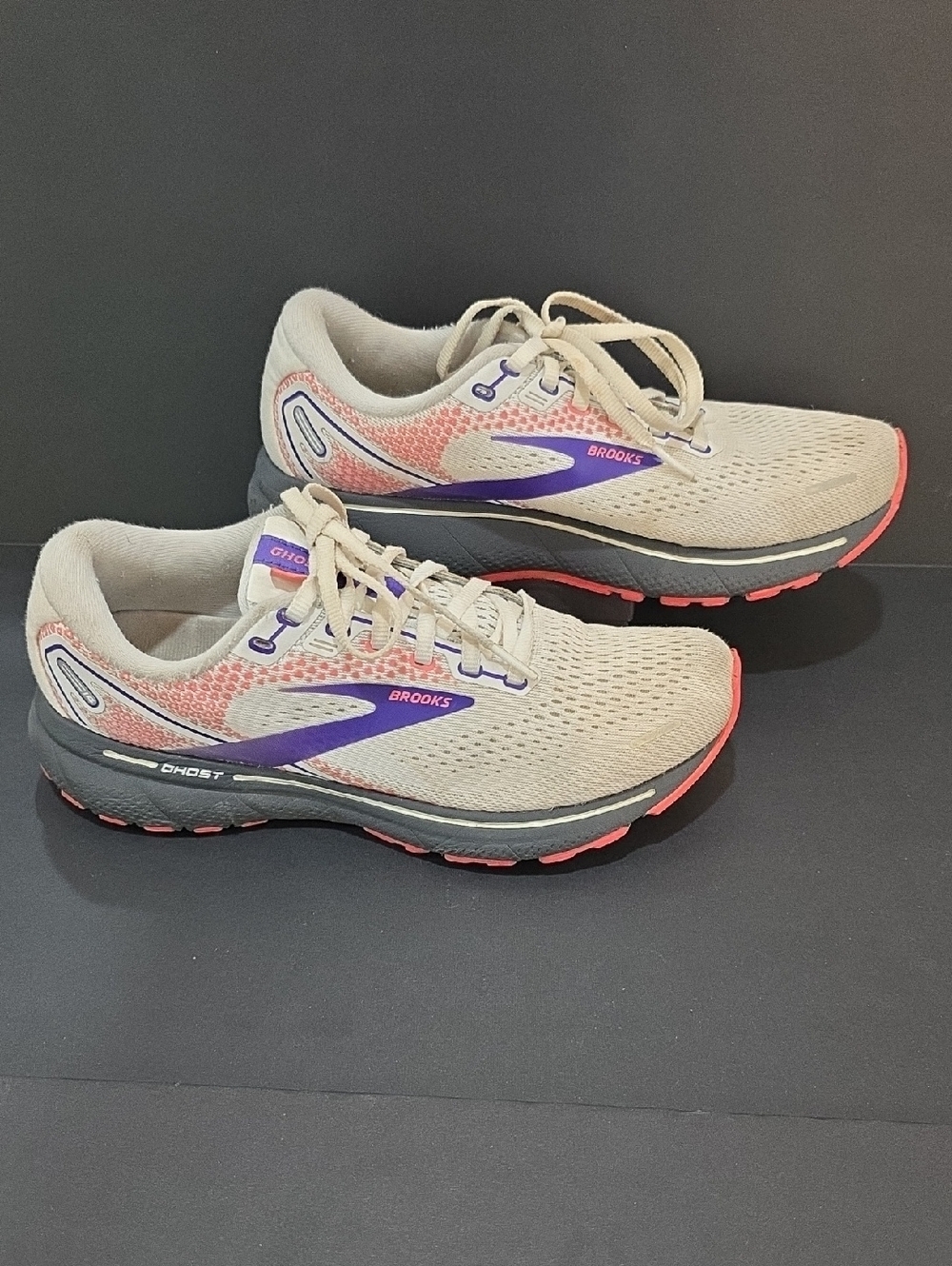 Brooks Ghost 14 Women's Neutral Running Shoes - Beige/Purple Size 7